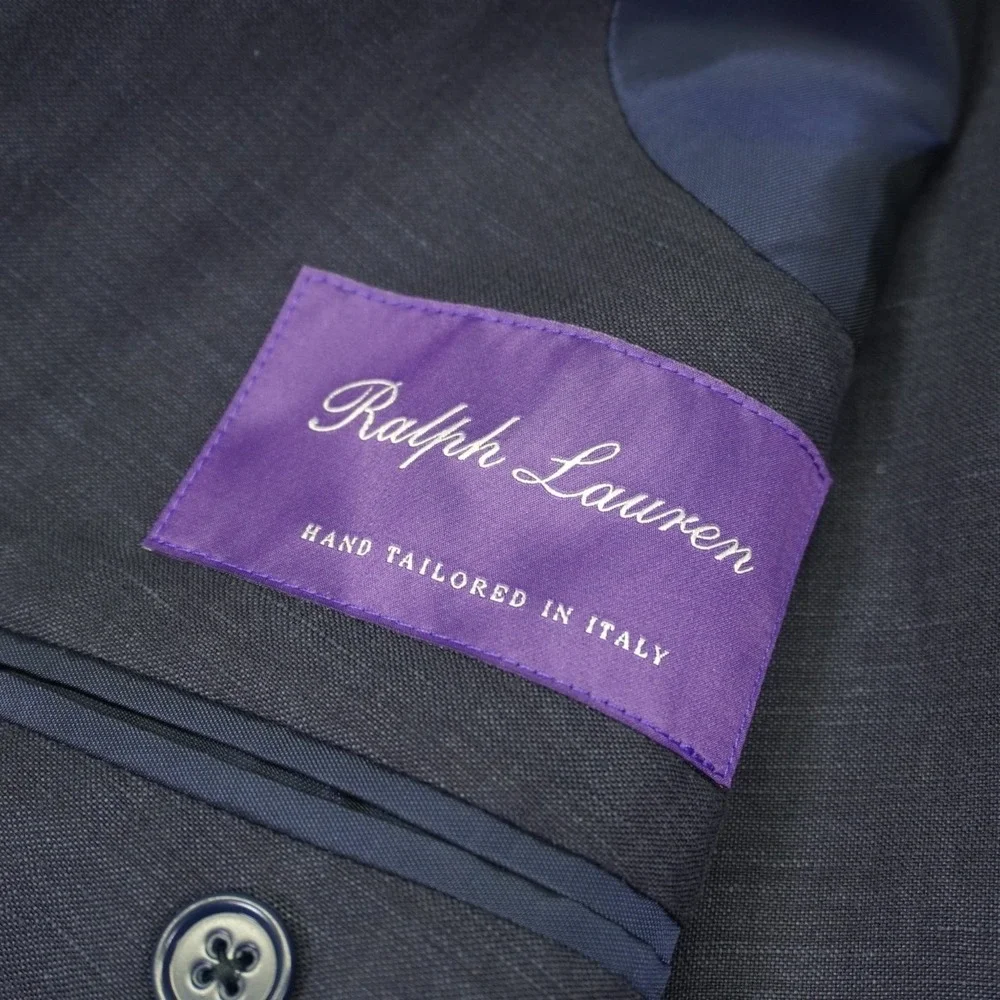 NEW Ralph Lauren Purple Label Blazer Sport Coat Mens 44R Navy Silk Linen Luxury